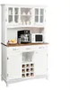 A white kitchen cabinet with a wooden countertop, a coffee maker, a microwave, and a fruit bowl. Podgląd zdjęcia produktu
