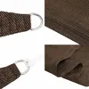 A collage of close-up images showing the details of a brown sun sail, including its fabric texture and attachment points. Produktbild-Vorschau