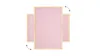 Three pink corkboards with light brown wooden frames are arranged in a row, with the middle board being larger than the two side boards. Arrows indicate that the side boards can be rotated. Anteprima dell’immagine prodotto