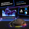 A gaming mouse and laptop are shown with marketing text highlighting features. Produktbild-Vorschau