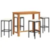 The Living Store 5-tlg. Gartenbar-Set Schwarz Massivholz Produktbild-Vorschau 3