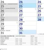 A calendar page showing dates and school holidays for Baden-Württemberg and Bavaria. Produktbild-Vorschau