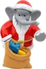 A figurine of an elephant dressed as Santa Claus holding a sack of gifts. Náhled obrázku produktu