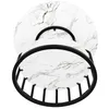 A top-down view of a round dining table with a marble-like pattern and a black metal base, with another smaller table or surface visible underneath. Produktbild-Vorschau