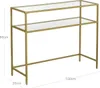 Gold Konsolentisch - Modern 2 Regale aus gehärtetem Glas Produktbild-Vorschau 9