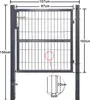 A diagram of a gray metal garden gate with dimensions indicated. Produktbild-Vorschau