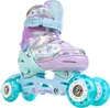 A pair of children's adjustable roller skates with a mermaid-themed design. Produktbild-Vorschau