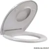 A white toilet seat with the lid open, shown from a diagonal angle against a white background. Produktbild-Vorschau