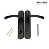 A pair of black door handles with mounting hardware on a white background. Produktbild-Vorschau