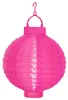 A pink paper lantern with a hanging hook and solar panel. Podgląd zdjęcia produktu