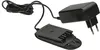 A black battery charger with a power adapter and a coiled cable, shown against a white background. Voir les images du produit