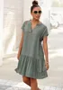 s.Oliver Blusenkleid mit Volant am Rock khaki Größe 40 Produktbild-Vorschau 3