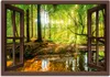 ARTland Leinwandbild Fensterblick - Wald mit Bach Größe: Produktbild-Vorschau 1