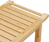 Close-up view of a slatted bamboo surface, likely a shelf or seat. Voir les images du produit