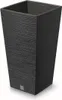 A tall, square, dark gray planter with a textured surface. Produktbild-Vorschau
