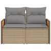 Gartensofa mit Kissen 2-Sitzer Beige Poly Rattan Produktbild-Vorschau 4