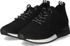 A pair of black sneakers with white soles and laces, shown from a slightly elevated side angle against a white background. Produktbild-Vorschau