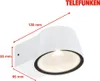 A white outdoor wall lamp with dimensions indicated. Produktbild-Vorschau