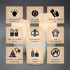 A grid of icons with text describing features of LED candles. Produktbild-Vorschau
