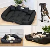 A collage of images featuring black dog beds with dogs in them, and two dogs sitting together. Anteprima dell’immagine prodotto