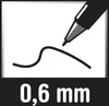 A pen drawing a wavy line on a white background, with text indicating the pen's tip size. Anteprima dell’immagine prodotto