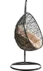 A black hanging egg chair with a beige cushion, isolated on a white background. Náhled obrázku produktu