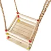 A wooden swing for children, suspended by ropes, shown against a white background. Produktbild-Vorschau