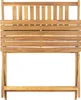 A wooden garden bench viewed from the front. Produktbild-Vorschau