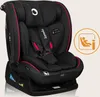 A black car seat with red trim, shown from the front. Produktbild-Vorschau