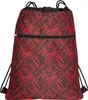 A drawstring backpack with a red and black geometric pattern. Produktbild-Vorschau