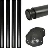 A set of four black table legs and mounting plates are displayed against a white background. Podgląd zdjęcia produktu