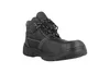 A black work boot is shown against a white background. Produktbild-Vorschau