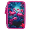 A pink pencil case with a tropical flamingo design. Anteprima dell’immagine prodotto