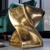 Skulpturaler Beistelltisch TWIST 45cm gold Aluminium Produktbild-Vorschau 2