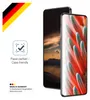 Two smartphones are shown, one with a dark screen displaying a landscape and the other with a colorful abstract image on its screen. There are also marketing graphics and text. Produktbild-Vorschau