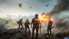 Soldiers overlooking a city in flames with fighter jets in the sky. Produktbild-Vorschau