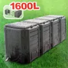 A product shot of a black compost bin with a green grassy background and text overlay. Náhled obrázku produktu