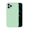 A light green iPhone case is shown against a white background, with the phone screen visible inside the case. Produktbild-Vorschau