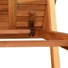 A close-up view of the wooden structure of a sun lounger, showing a metal bracket and wooden slats. Podgląd zdjęcia produktu