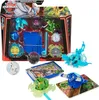 A Bakugan Battle Pack is displayed, showcasing various Bakugan figures, cards, and accessories within its packaging and arranged around it. Voir les images du produit