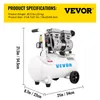 VEVOR Flüsterkompressor 25 L, Leise Ölfrei Kompressor 750 Produktbild-Vorschau 7