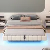A modern bed with LED lighting underneath, set in a bedroom with nightstands. Voir les images du produit