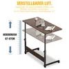 A mobile side table with a laptop and books on it, with a height adjustment scale. Anteprima dell’immagine prodotto