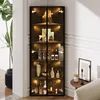 A corner display cabinet filled with bottles and decorative items, illuminated by internal LED lights. Anteprima dell’immagine prodotto