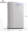 A white dehumidifier is shown in a studio setting with dimension lines indicating its size. Produktbild-Vorschau