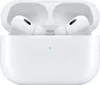 A close-up view of white Apple AirPods Pro 2 earbuds inside their charging case. Produktbild-Vorschau