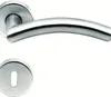 A stainless steel door handle set with a keyhole escutcheon. Produktbild-Vorschau