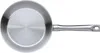 A top-down view of a stainless steel frying pan on a white background. Produktbild-Vorschau