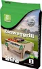 A product package for a disposable grill, showing a picture of the grill in use with food on it. Produktbild-Vorschau