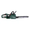 A green chainsaw with a black bar and chain, set against a white background. Produktbild-Vorschau